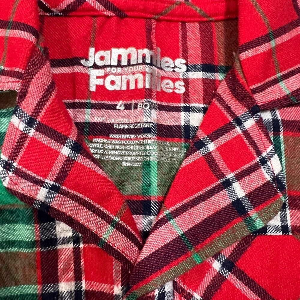 Kids Pajama Set - Red, Green, and Brown - Picture 4 of 7
